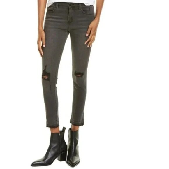 Free People NEON BLONDE Skinny Jeans Distressed Black Denim High rise waist 26 - Picture 4 of 16